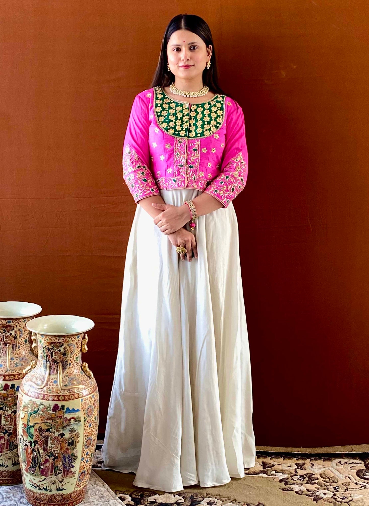 Ziva - Pink Raw Silk Gota Handwork Blouse