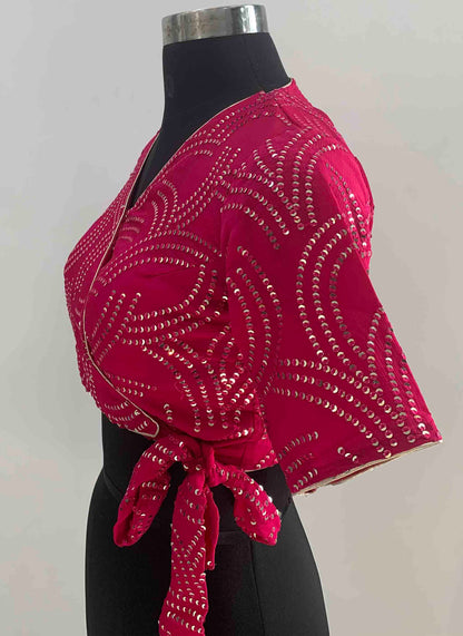 Pink Sequin Work Designer Blouse