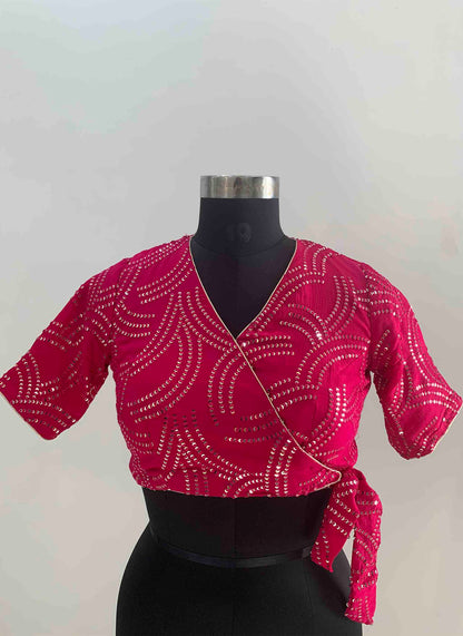 Pink Sequin Work Designer Blouse