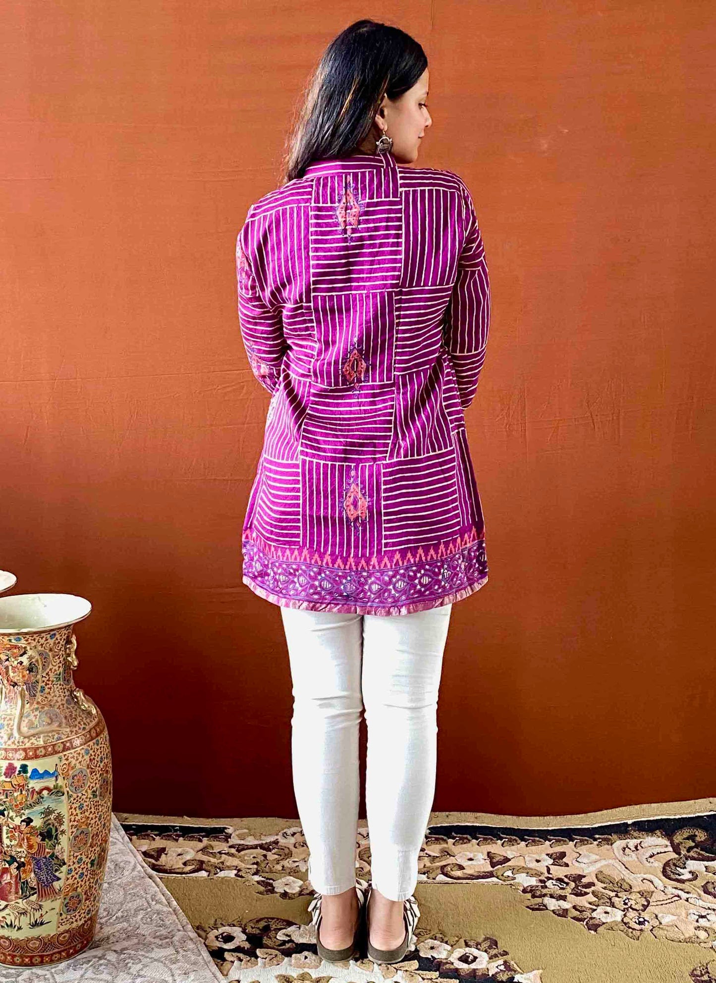 Saumya - Purple Mulmul Casual Wear Short Kurti for Women