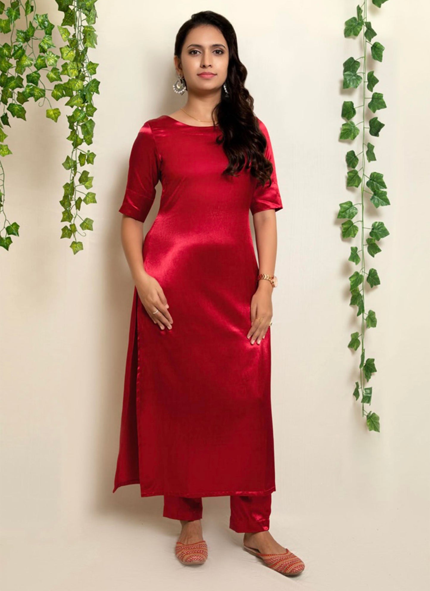 Red Gaji Silk Co-ord Set