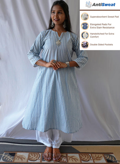 Grey Blue AntiSweat Cotton Kurti