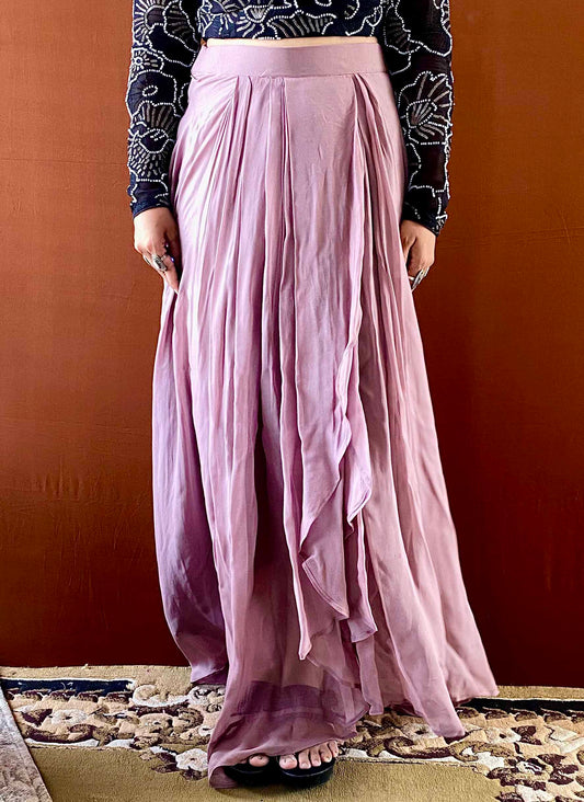 Ruh - Pink Pure Georgette Front Draped Skirt for Women