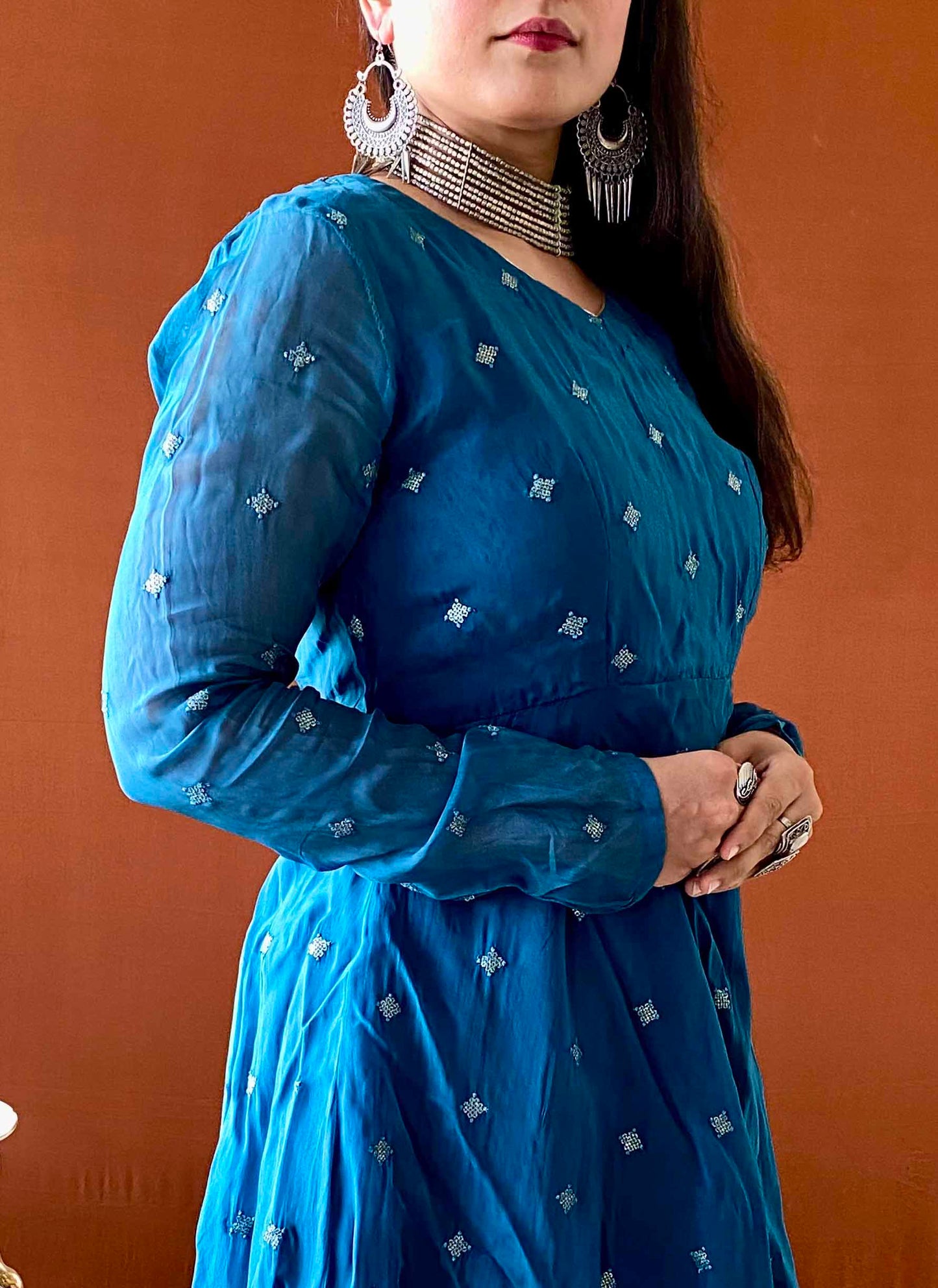 Riwaayat ~ Blue Anarkali Suit Set for Women – Traditional Festive Outfit