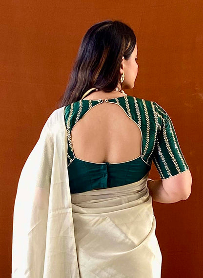 Ruh - Gold Zari Tissue Silk Saree with Unstitched Blouse Piece