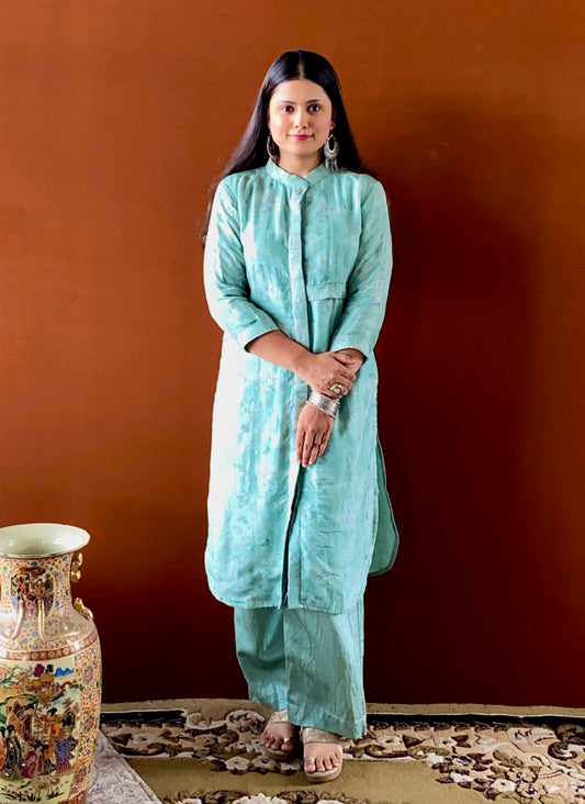 Ruh - Green Organza Shirt Style Kurta