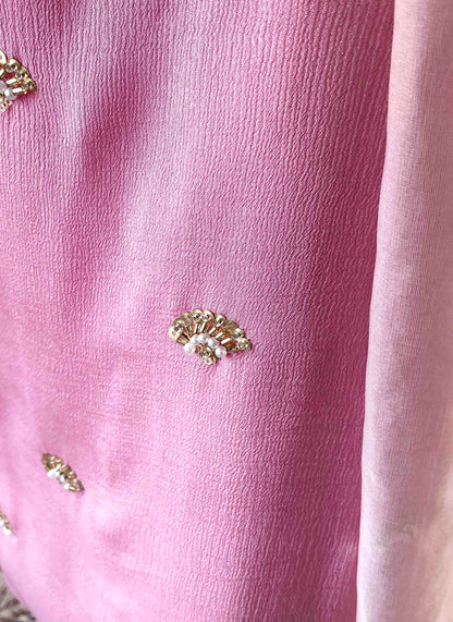 Riwaayat ~ Pink Chinon Crepe Kurta Set with Dupatta – Lightweight Festive Ensemble