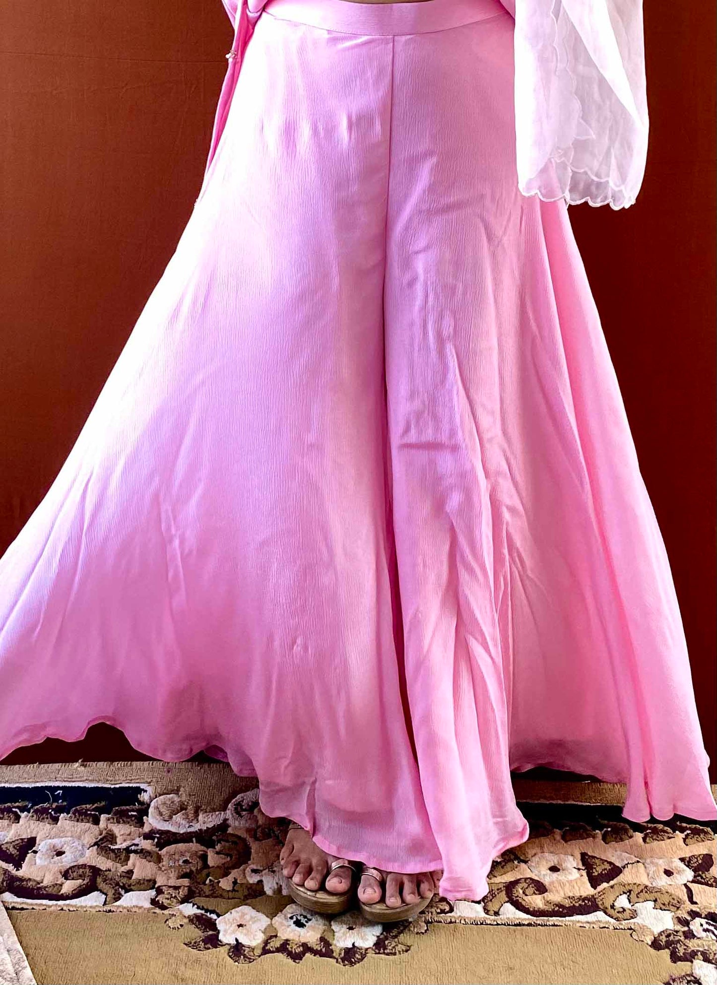 Riwaayat ~ Pink Chinon Crepe Kurta Set with Dupatta – Lightweight Festive Ensemble