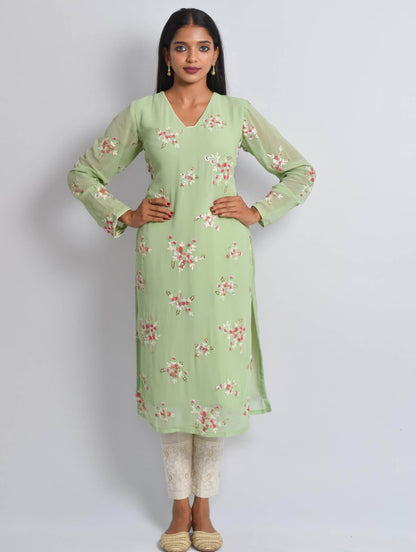 Pista Embroidered Georgette Kurti