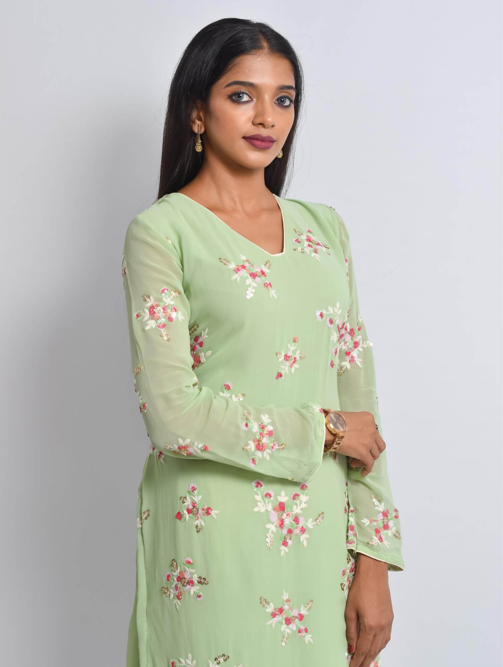 Pista Embroidered Georgette Kurti