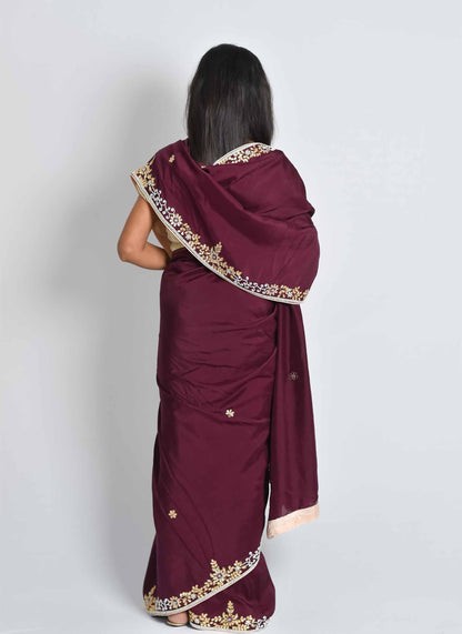 Maroon Pearl with Gota Handwork Saree