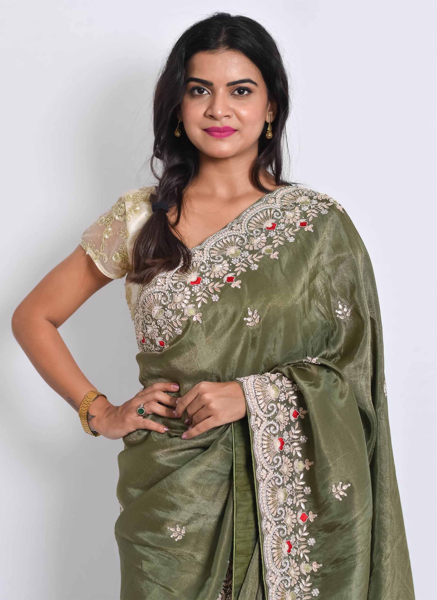 Green Gota Handwork Saree