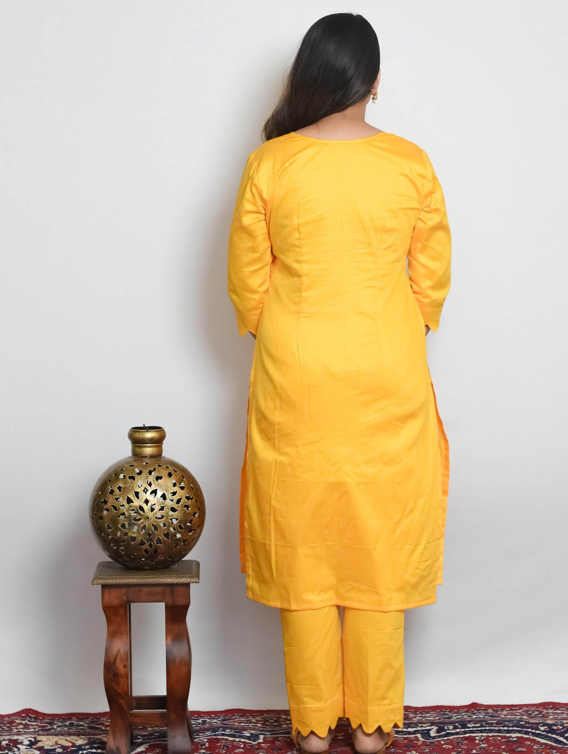 Yellow Cotton Silk Co Ord Set