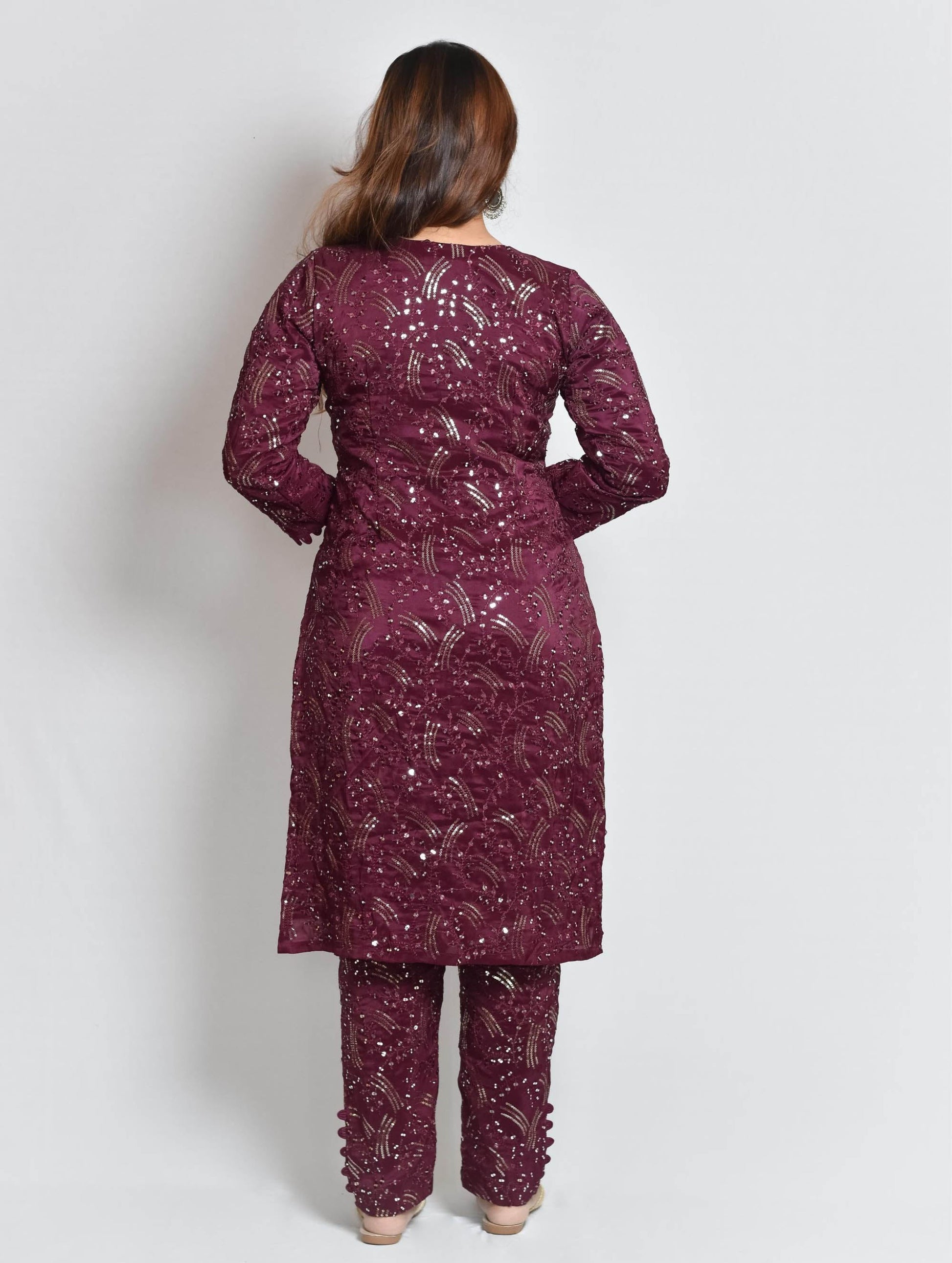 Maroon Upada Silk Designer Kurti Set