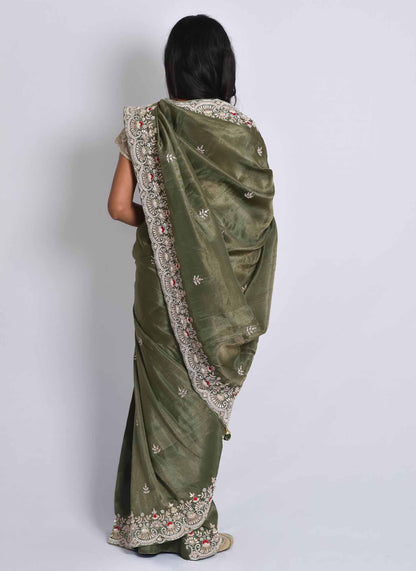 Green Gota Handwork Saree