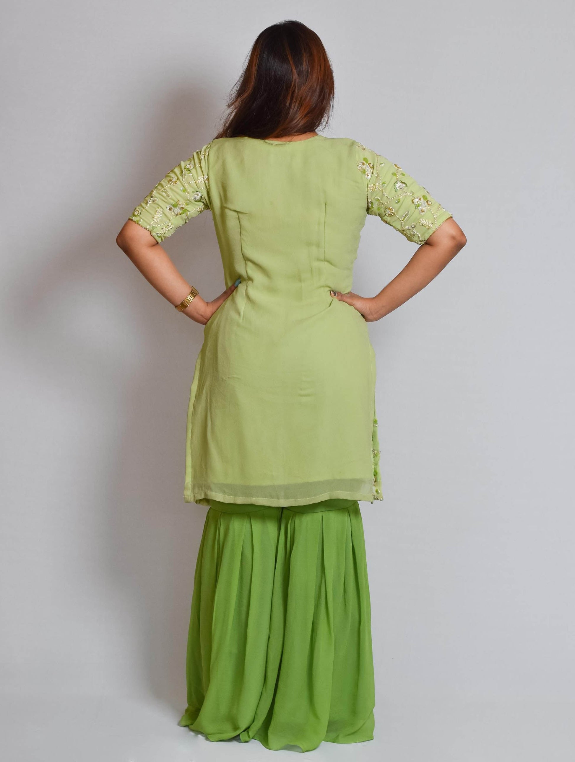 Pista Green Georgette Sharara Set