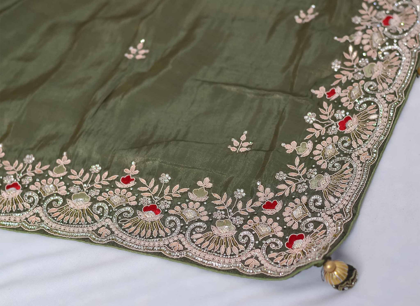 Green Gota Handwork Saree