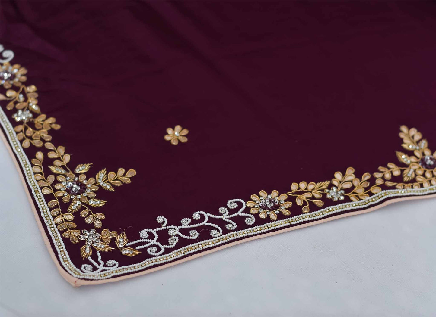 Maroon Pearl with Gota Handwork Saree