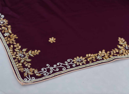 Maroon Pearl with Gota Handwork Saree