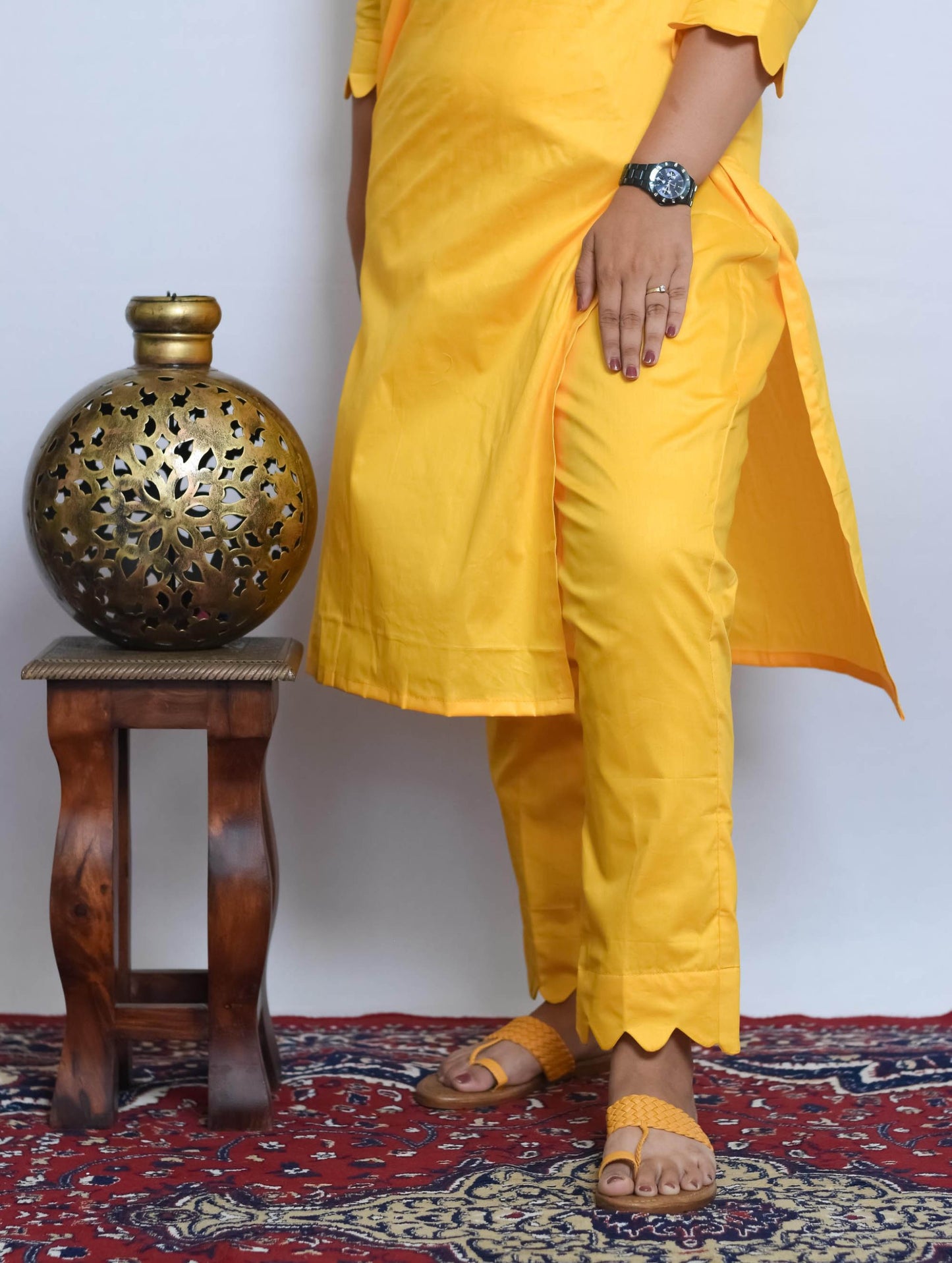 Yellow Cotton Silk Co Ord Set