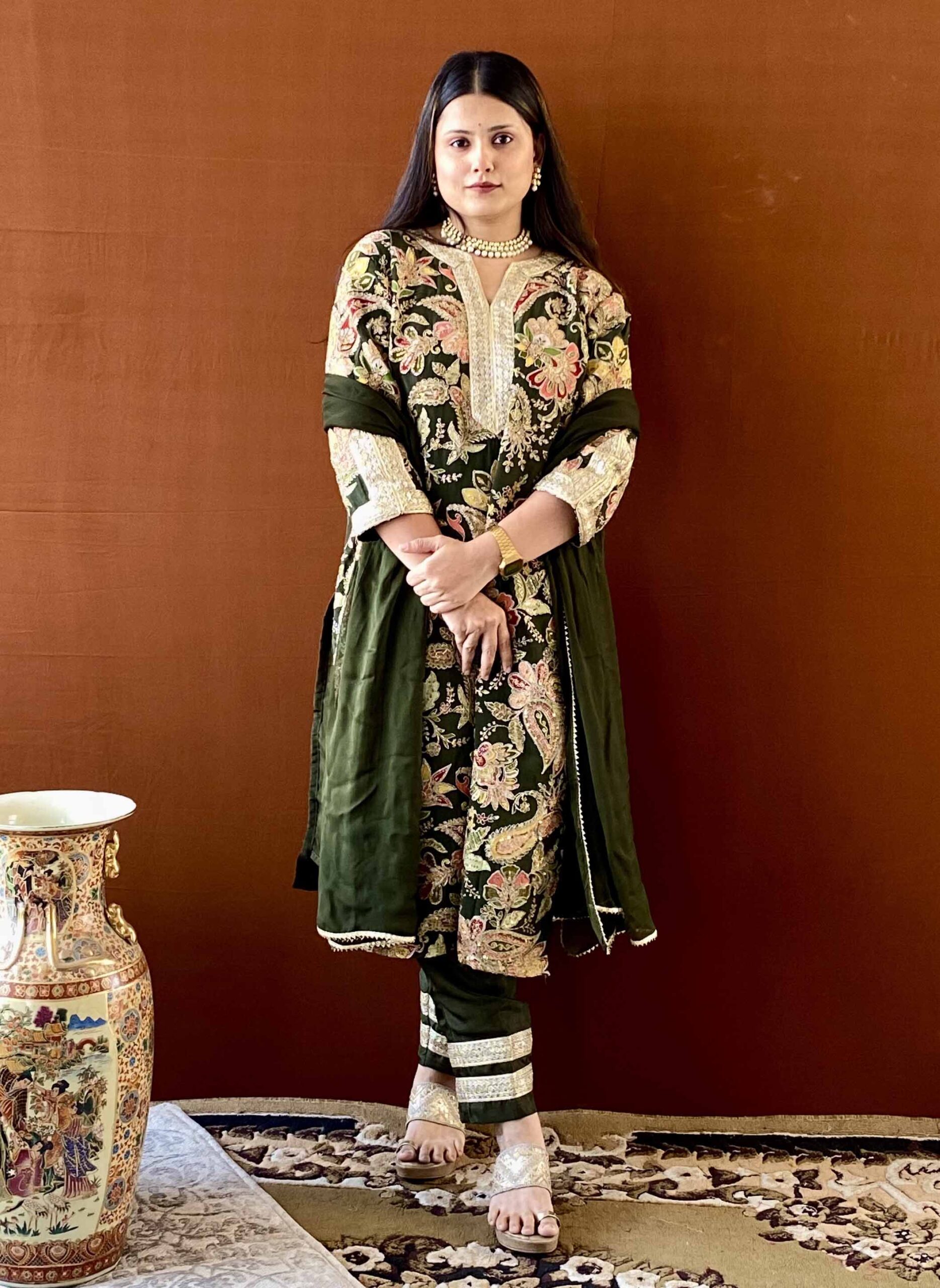 anvi ethnics green floral upada silk kurti set 2 anvi ethnics green floral upada silk kurti set 2