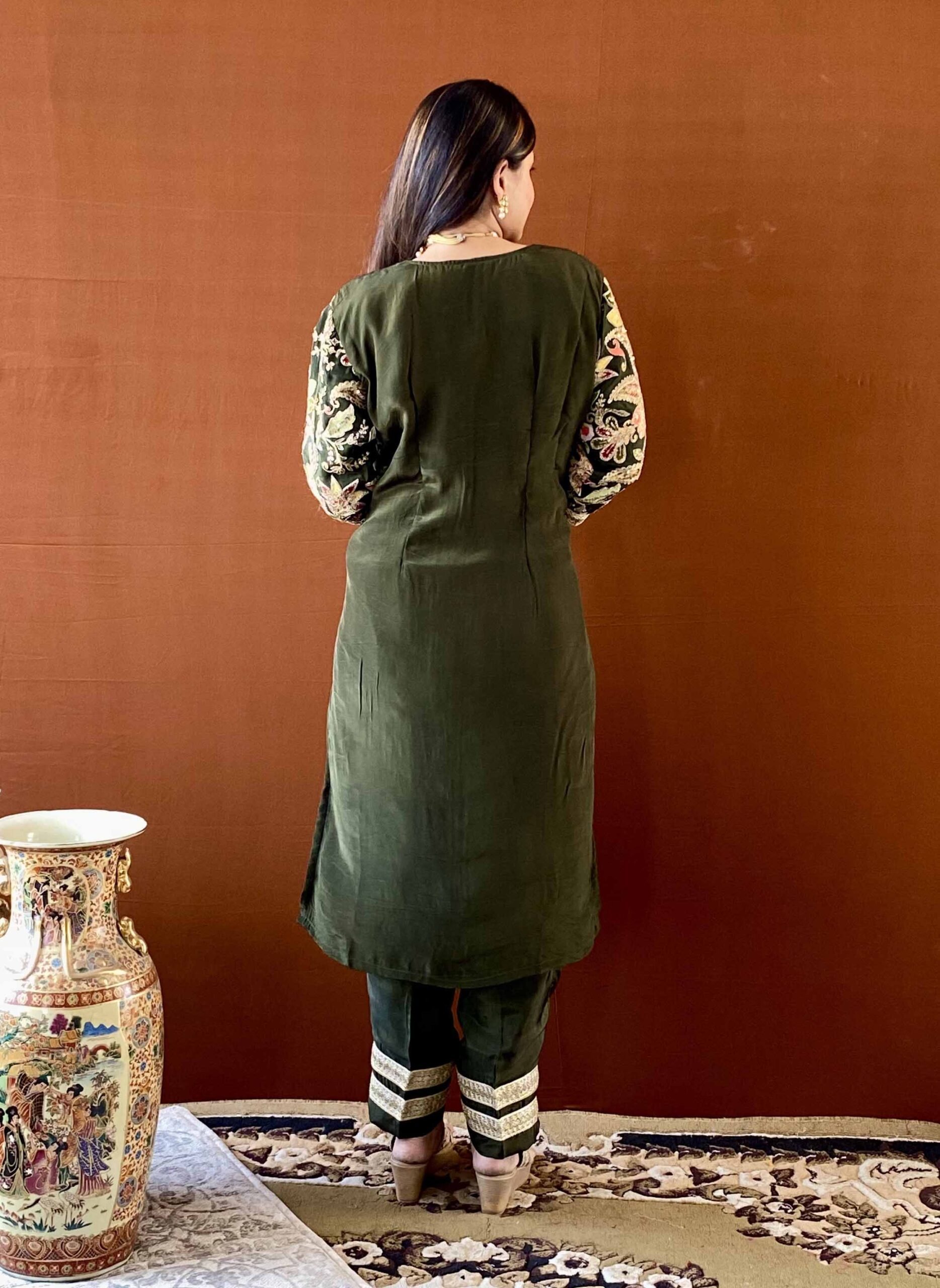 anvi ethnics green floral upada silk kurti set 4 anvi ethnics green floral upada silk kurti set 4