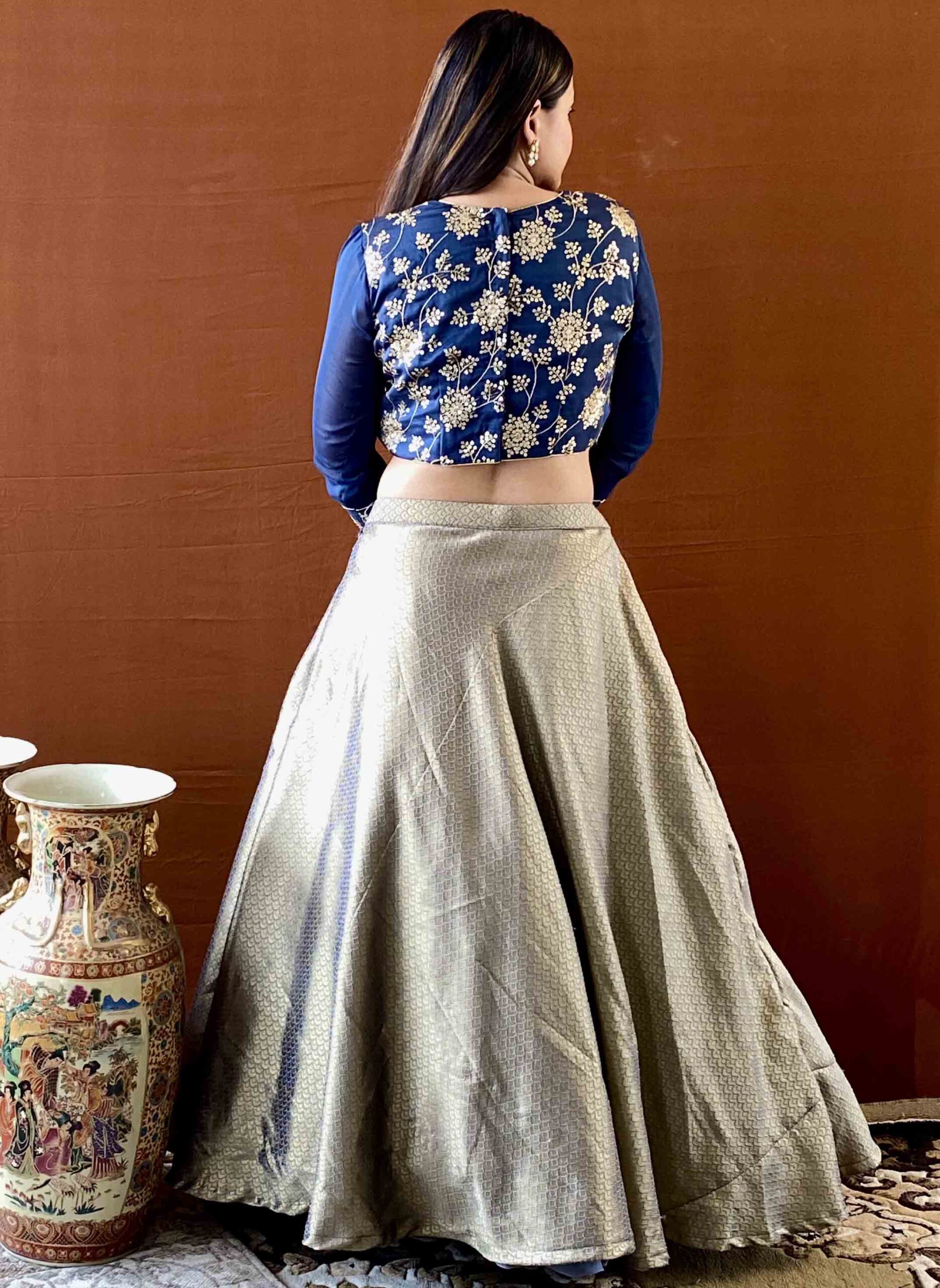 anvi ethnics grey banarasi lehenga set with sequin blouse 5 anvi ethnics grey banarasi lehenga set with sequin blouse 5