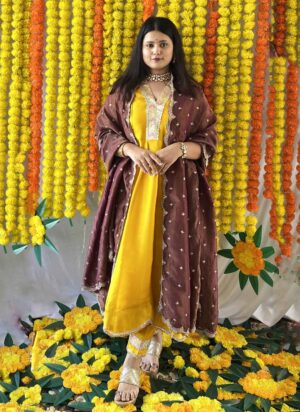 anvi ethnics yellow anarkali set with dupatta 1
