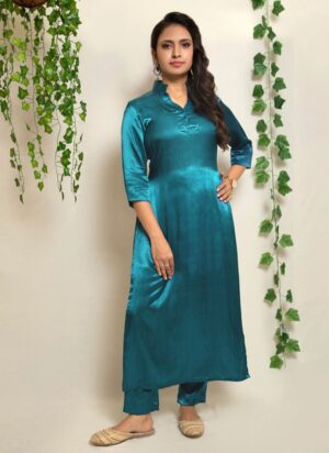Blue Gaji Silk Co-ord Set