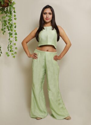 Green Crop Top and Palazzo Set