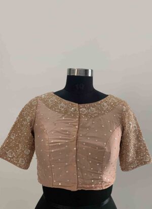 Peach Beads & Sequins Handwork Blouse
