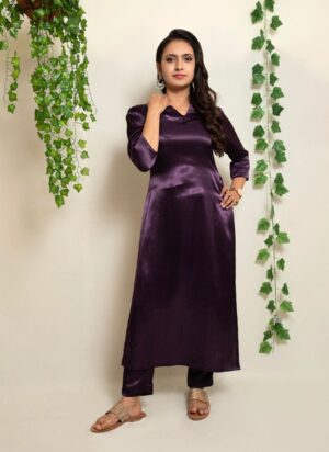 Wine Gaji Silk Co-ord Set