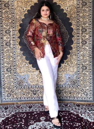 Black Embroidered Georgette Jacket Blouse