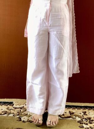 ruh pink striped tissue boat neck woven kurta and pant set